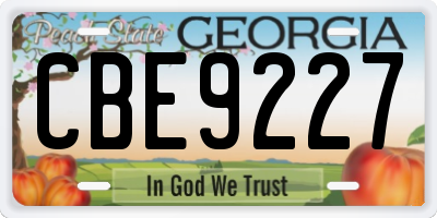 GA license plate CBE9227