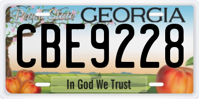 GA license plate CBE9228