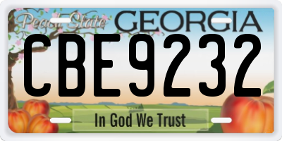 GA license plate CBE9232