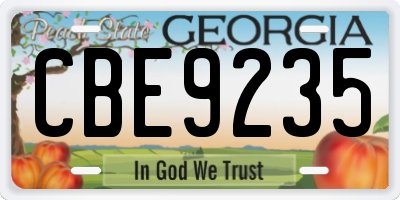 GA license plate CBE9235