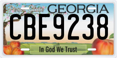 GA license plate CBE9238