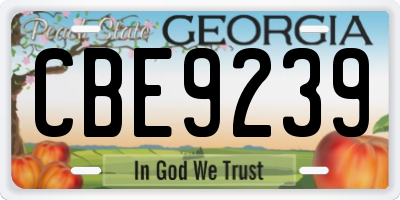 GA license plate CBE9239