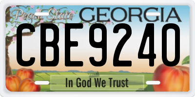GA license plate CBE9240