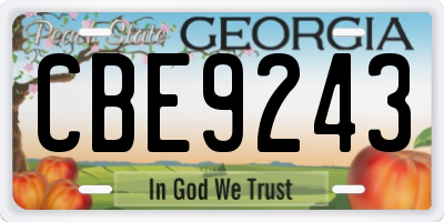 GA license plate CBE9243