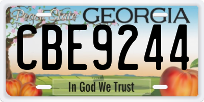 GA license plate CBE9244