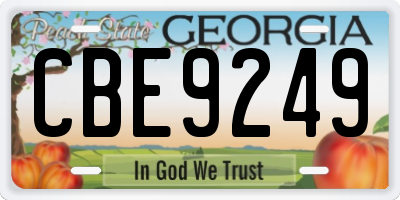GA license plate CBE9249
