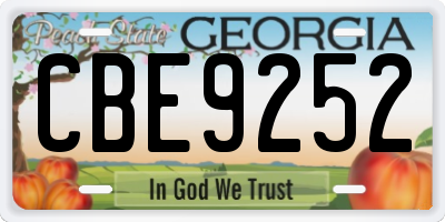GA license plate CBE9252