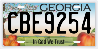 GA license plate CBE9254