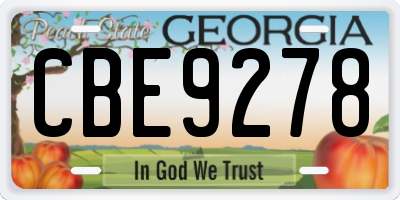 GA license plate CBE9278