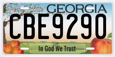 GA license plate CBE9290
