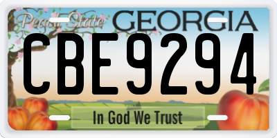 GA license plate CBE9294