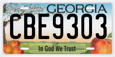 GA license plate CBE9303