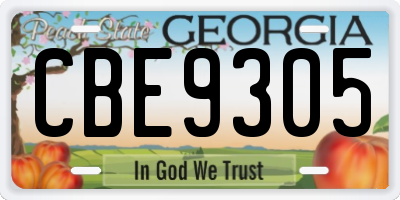 GA license plate CBE9305
