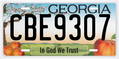 GA license plate CBE9307