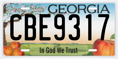 GA license plate CBE9317