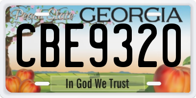 GA license plate CBE9320