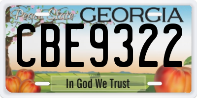 GA license plate CBE9322