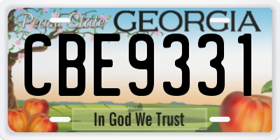GA license plate CBE9331