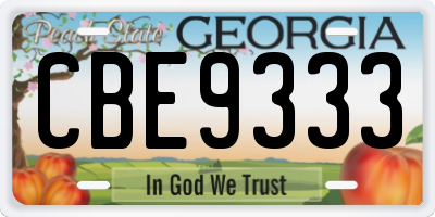 GA license plate CBE9333