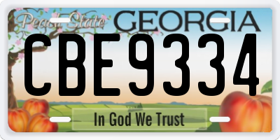 GA license plate CBE9334