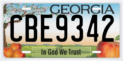GA license plate CBE9342