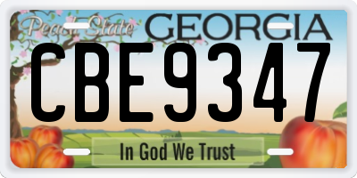 GA license plate CBE9347