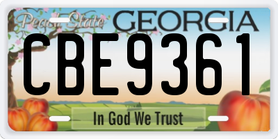 GA license plate CBE9361