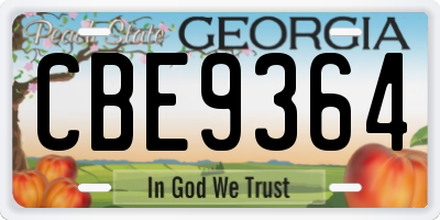 GA license plate CBE9364