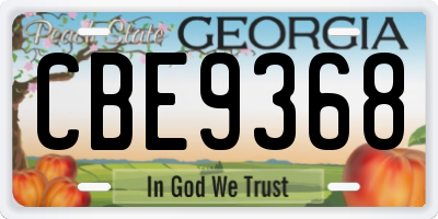 GA license plate CBE9368