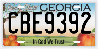 GA license plate CBE9392