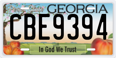 GA license plate CBE9394