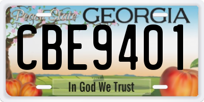 GA license plate CBE9401