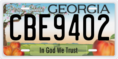 GA license plate CBE9402