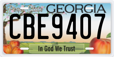 GA license plate CBE9407