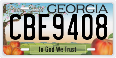 GA license plate CBE9408