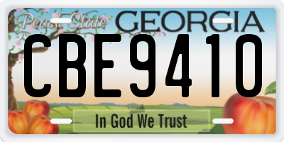 GA license plate CBE9410
