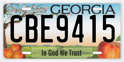 GA license plate CBE9415