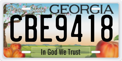 GA license plate CBE9418