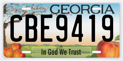 GA license plate CBE9419