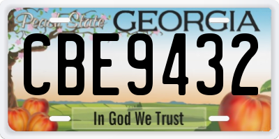 GA license plate CBE9432