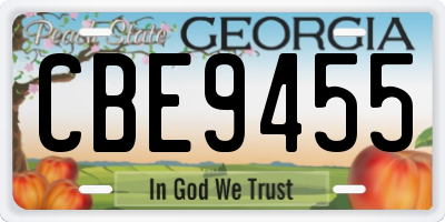 GA license plate CBE9455