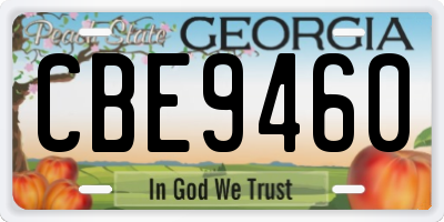 GA license plate CBE9460