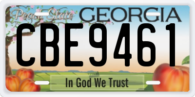 GA license plate CBE9461