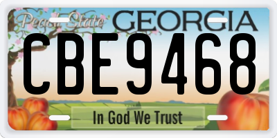 GA license plate CBE9468