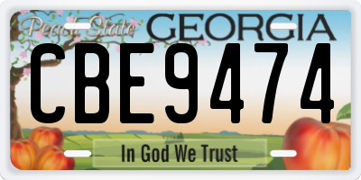GA license plate CBE9474