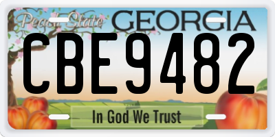 GA license plate CBE9482