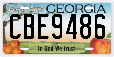 GA license plate CBE9486