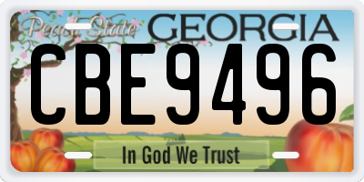 GA license plate CBE9496