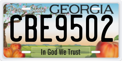 GA license plate CBE9502