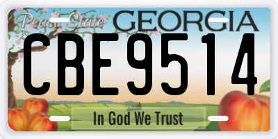 GA license plate CBE9514